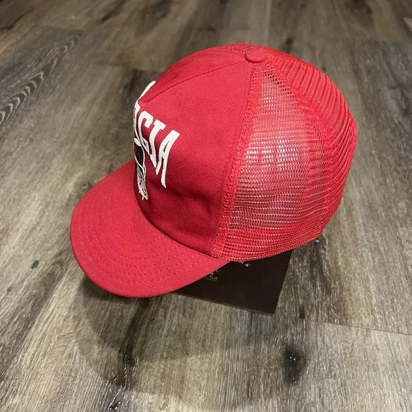Georgia Bulldogs Snapback Hat Red‎ White Mesh Trucker Vintage 70s 80s USA Made